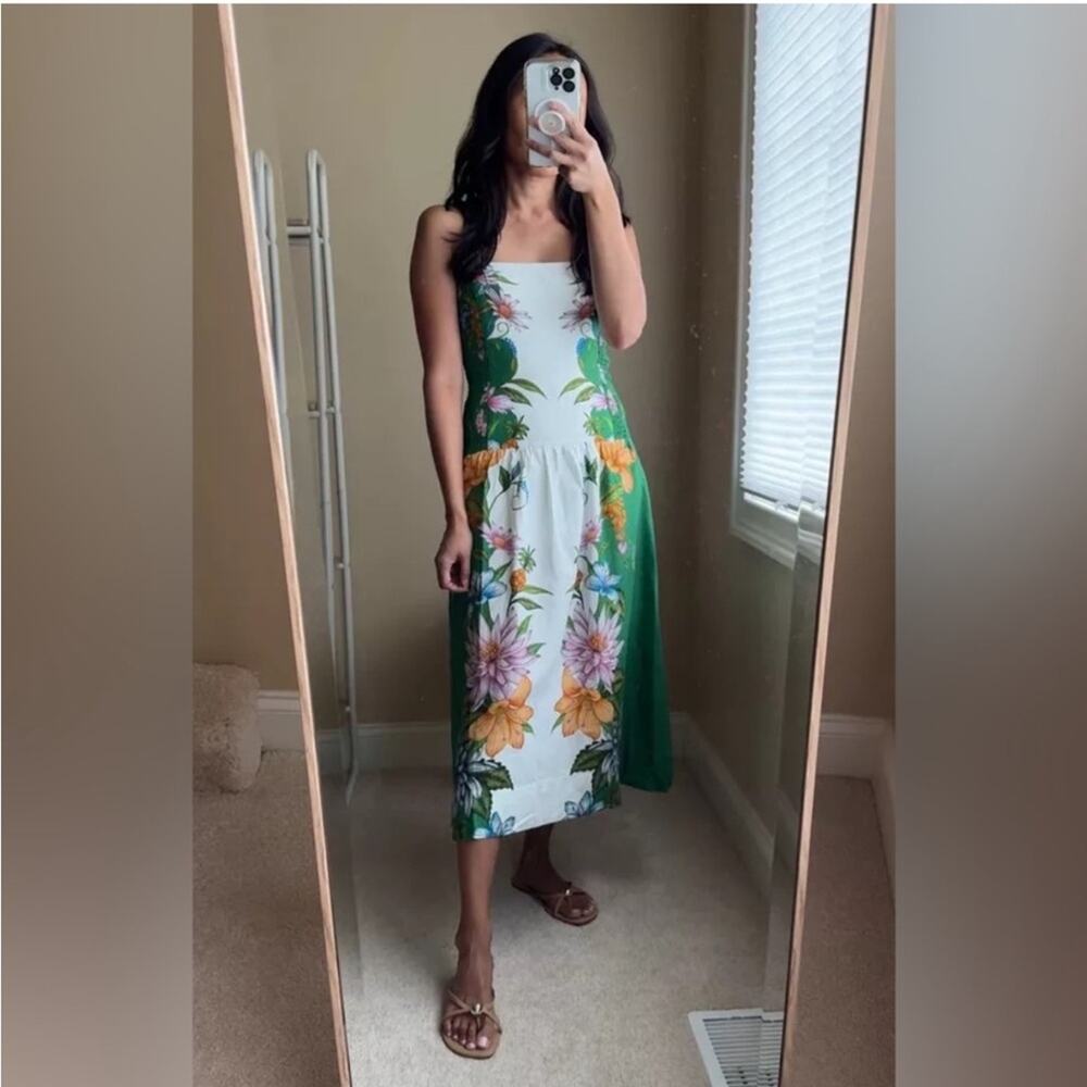 Farm Rio Off-White Sweet Bloom Dreamscape Midi Dress L - Picture 2 of 11